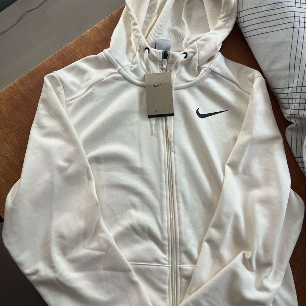 Nike Cream Hoodie with Black Swoosh Accent